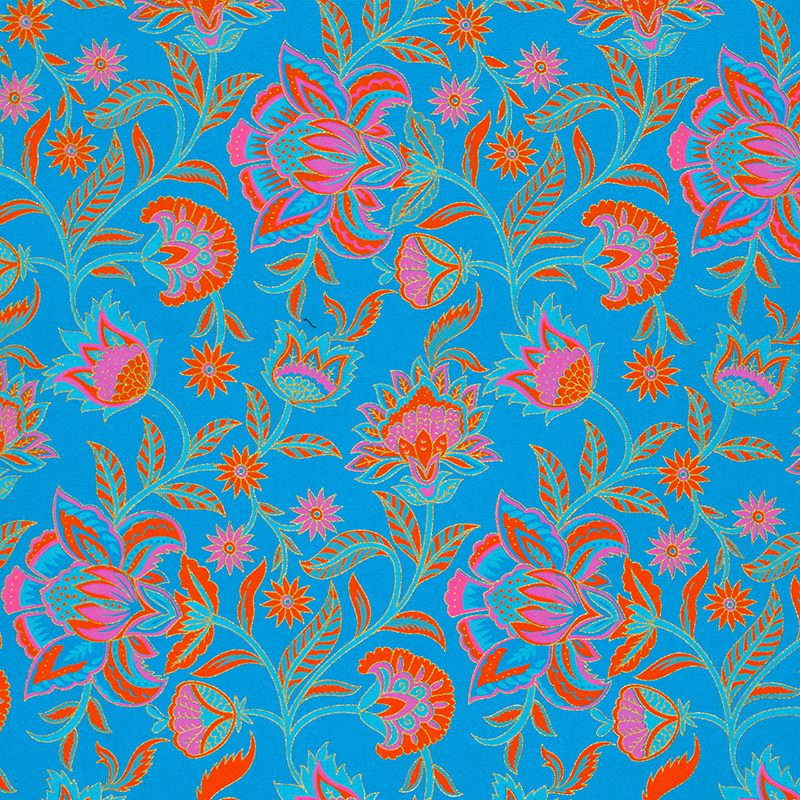 Handmade gift wrap turquoise floral twist is bursting with colour