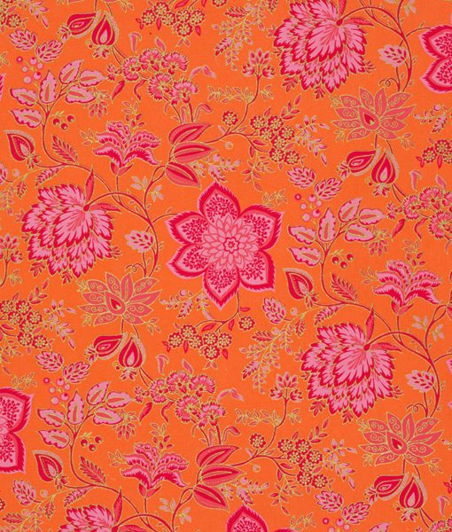Handmade wrapping paper Orange floral is colourful and elegant