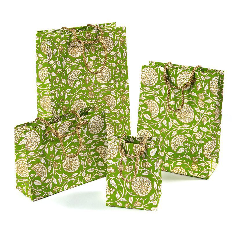 Green Jaipur Floral Gift Bags combine style and sustainability.