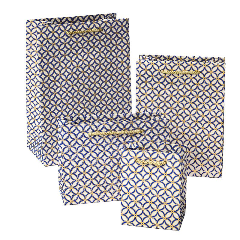 Blue Trellis Print Gift Bags
