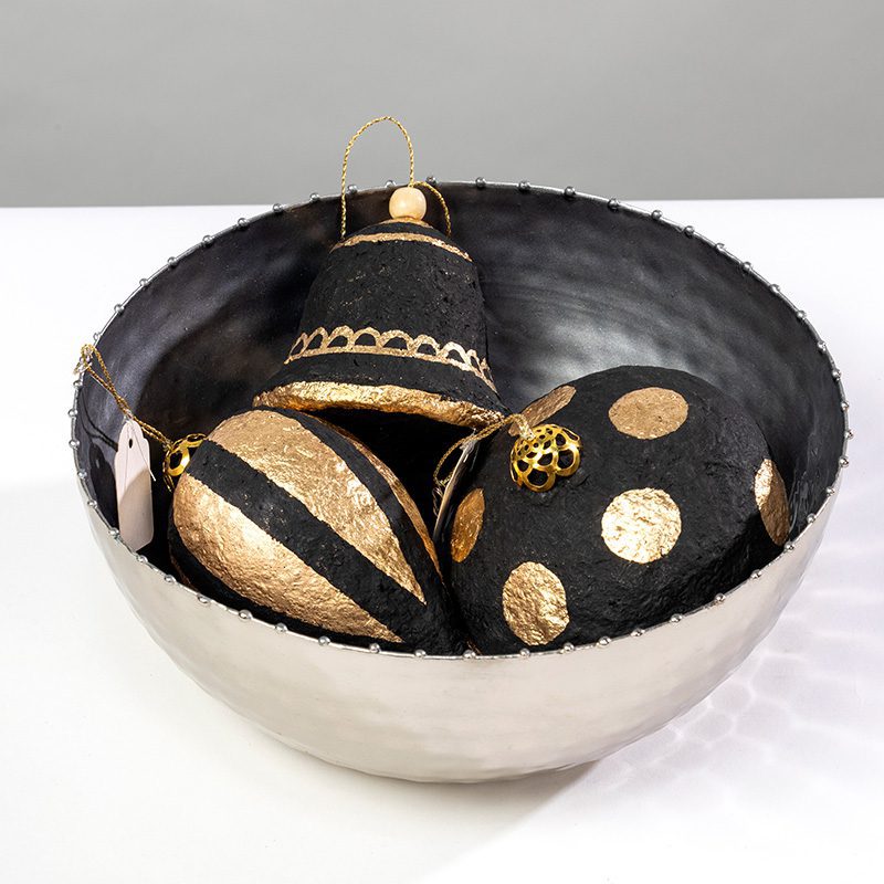 Black papier mache bauble