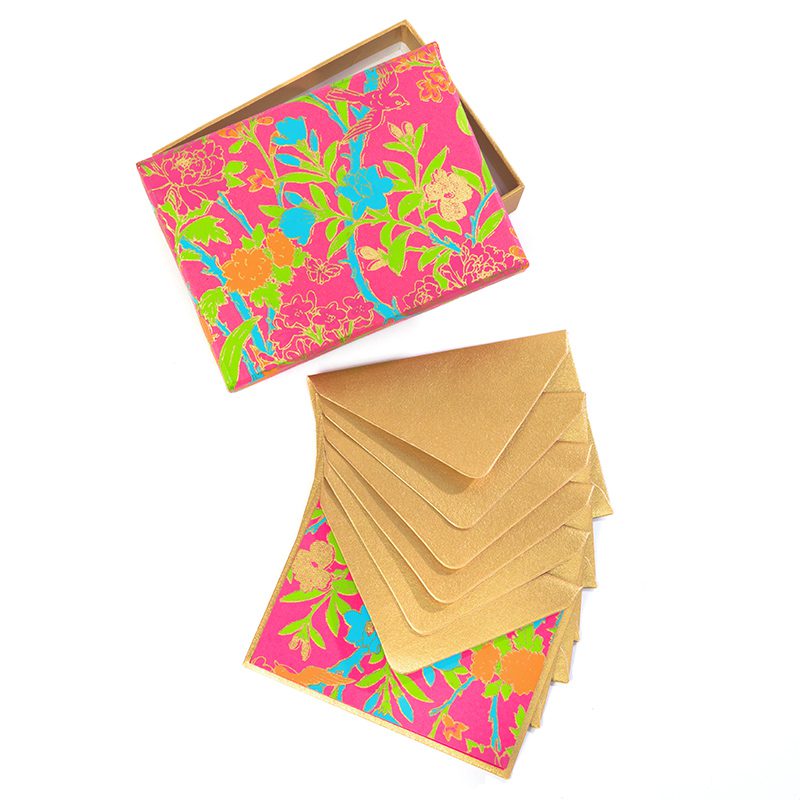 Pink Floral Vine Note Card