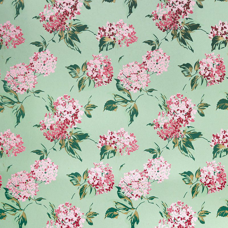 Hydrangea handmade Gift Wrap Green/Pink