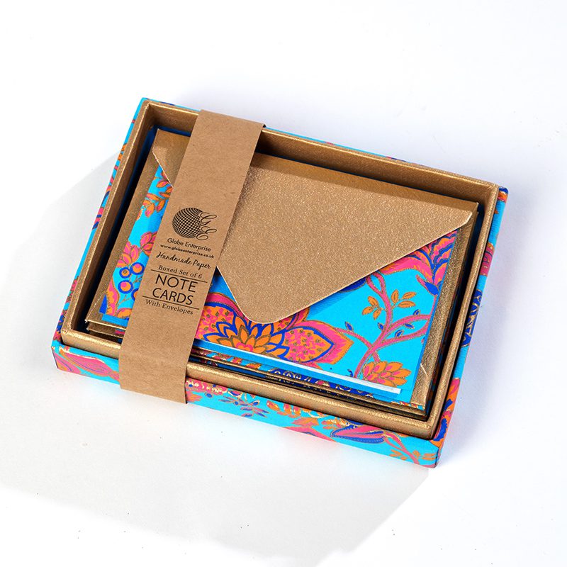 Turquoise floral boxed note cards